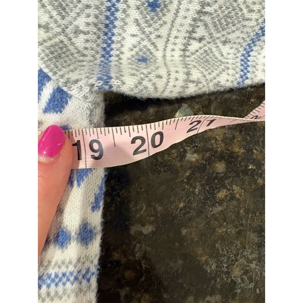 L.L. Bean Sweater Womens Petite M Blue Gray White Fair Isle Turtleneck - Picture 8 of 10
